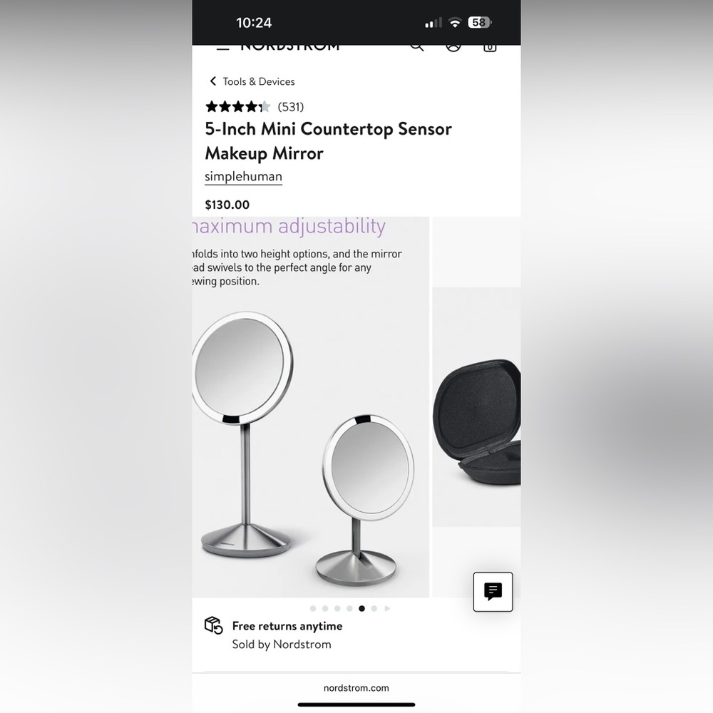 Simplehuman Foldable 5” Mirror W/ Case - image 4